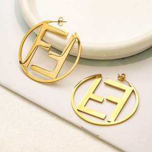 Fashion Designer Hoop Earrings Luxury 18K Gold Plated <strong>Stainless</strong> <strong>Steel</strong> Popular Brand Letter Earrings <strong>Jewelry</strong> Women Wholesale - Product Image 5
