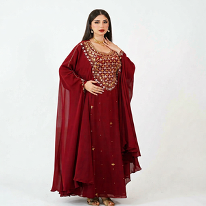 Wholesale Ethnic Wedding Evening Party Wear <b>Kaftan</b> Long Sleeve Floor Length Lightweight Plus Size Polyester Handmade <b>Sequined</b> - Product Image 1