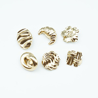 Boutons en métal doré OEM, styles mélangés : spirale creuse, filigrane, lion, nœud de corde, pour vêtements de luxe pour femmes