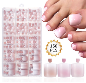 Custom 150PCs Ombre Press on Foot Nail <span class=keywords><strong>Tips</strong></span> Toenails Short Square Pink Hecho a mano <span class=keywords><strong>Soft</strong></span> <span class=keywords><strong>Gel</strong></span> Gradient Press on Toe Nails French <span class=keywords><strong>Tips</strong></span> - Product Image 1