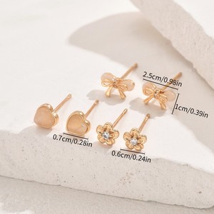 Sweet Fresh Korean Style Heart <b>Bow</b> Stud Earrings Set For Women <b>Gift</b> Fashion Jewelry EH4884 - Product Image 3