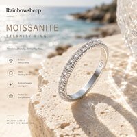 Ensemble de bagues de fiançailles de luxe en argent sterling S925 avec moissanite ronde, plaqué rhodium, couleur D, moissanite VVS1, pour femmes, cadeau