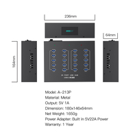 Sipolar - Adaptador de Corriente Industrial de Alta Calidad A-213P Integrado de 100-240 V y 110 W, Hub USB 3.0 de Alta Velocidad de 5 Gbps con 20 Puertos