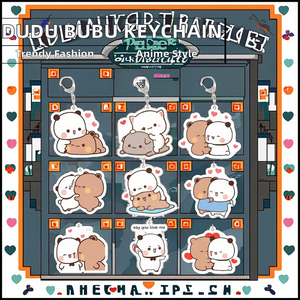 Porte-clés en métal Anime Dudu Bubu Super Cute Couple White Grey Bear <span class=keywords><strong>Panda</strong></span> Pendant Alloy Material Accessories for Bag Ring Gift - Product Image 2