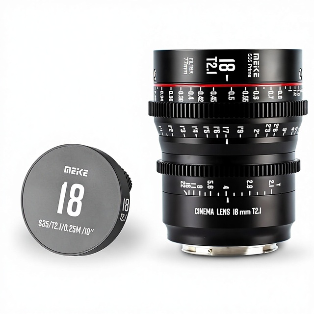 Meike 18mm T2.1 Super 35 Prime Manual Focus Cinema Lens EF-Mount Compatible with RED Komodo BMPCC 6K Z CAM E2-S6
