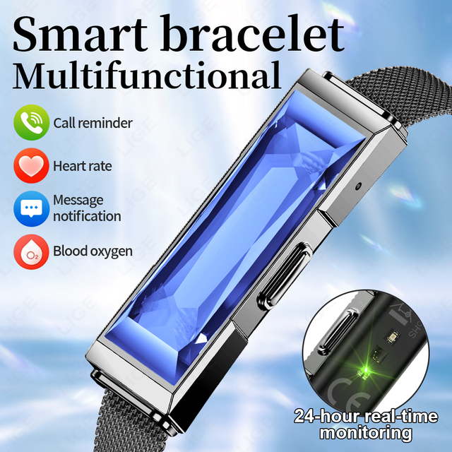 For BWDS03 SDK Smart Bracelet Blue Diamonds Jewelry Women Smartwatch Fitness Tracker Pressure Monitor Chronograph Multisport