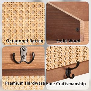 Organizador de pared de madera para entrada, <span class=keywords><strong>perchero</strong></span> con 8 ganchos y estante de almacenamiento, para <span class=keywords><strong>recibidor</strong></span> o pasillo - Product Image 6
