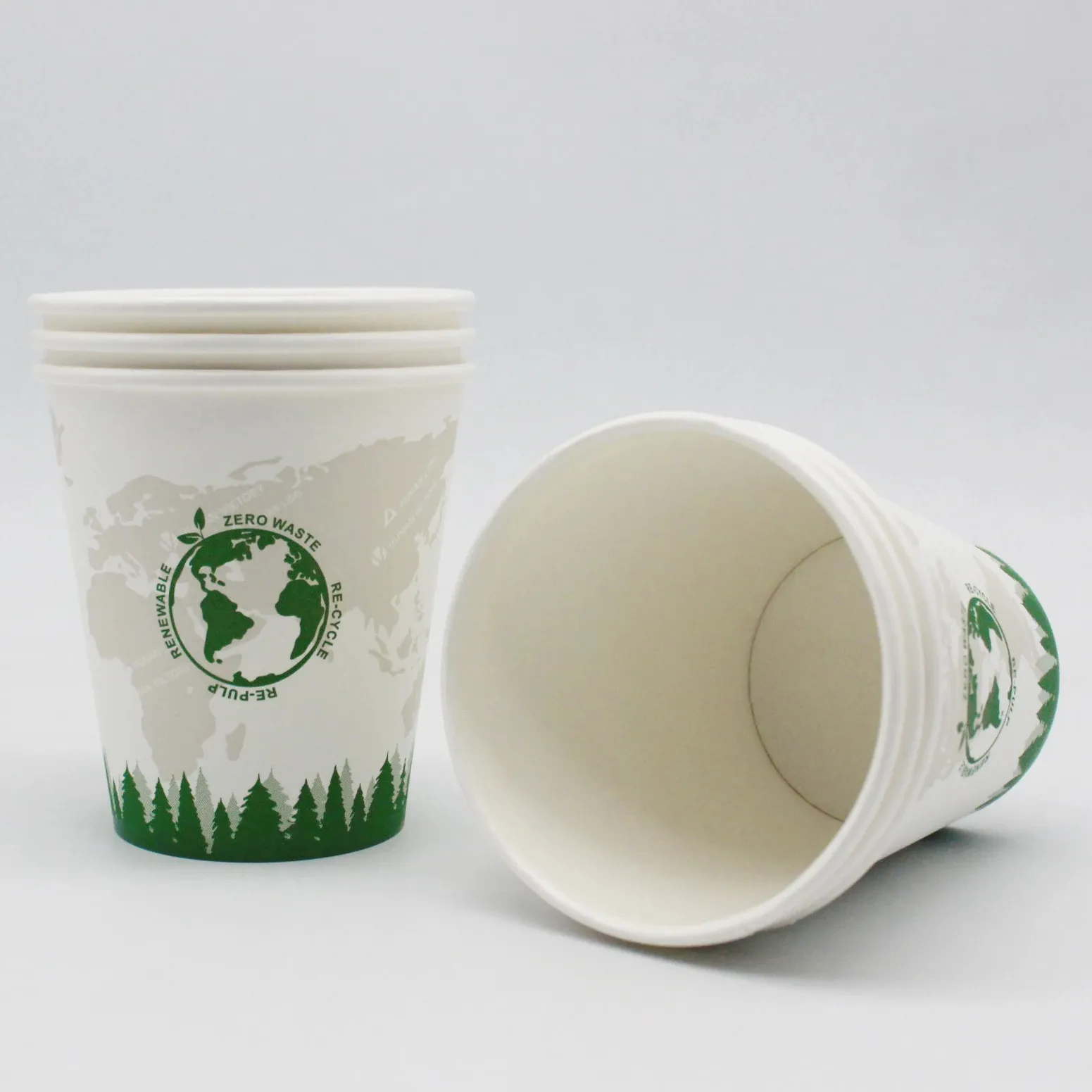 Zero Waste Water Based Single Wall Paper Cup with 2.5oz - 32oz for hot and cold paper cup