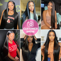 Perruques en cheveux humains bruts péruviens lisses comme des baguettes, sans colle, vierges, avec dentelle frontale complète 13x6 pour femmes noires