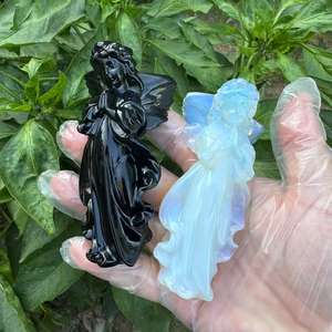 งานแกะสลักคริสตัลรูปนางฟ้าจากอัญมณีธรรมชาติ งานฝีมือแกะสลักรูปสัตว์จากคริสตัล ของตกแต่งอัญมณีรูปนางฟ้าแบบไม่ซ้ำใคร ขายส่ง - Product Image 3