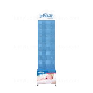 Removable Metal <b>Pegboard</b> Display Stand with Hooks & Wheels Hanging Floor Stand for Baby Care Products Retail - Product Image 3