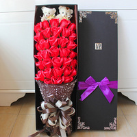 Bouquet de fleurs en peluche, 24 pièces, ourson en peluche, pour la saint-valentin