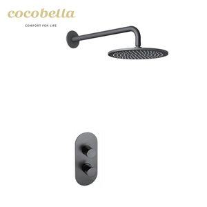 <span class=keywords><strong>COCOBELLA</strong></span> Nouvelle conception de douchette murale encastrée avec robinet de baignoire noir, ensemble de douches de salle de bain - Product Image 3