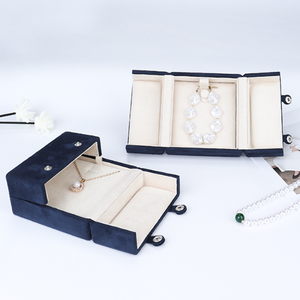 Manufacturer Custom Double Open Velvet Double Snaps High-end Jewelry Set <b>Box</b> Ring Bracelet Bangle Pendant <b>Box</b> for Wedding Gift - Product Image 2