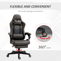 Chaise de jeu ergonomique en cuir PU diamant, dossier haut, pivotante, inclinable, réglable en hauteur, avec repose-pieds et support lombaire