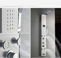 Panneaux de douche à colonne LED, acier inoxydable 304, thermostatique, panneau mural de douche, panneau de douche