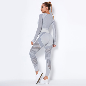 High Quality Seamless Women's Yoga Set 2-Piece Long Sleeve Fitness <strong>Leggings</strong> Front Logo Breathable <strong>Waterproof</strong> Eco-Friendly Quick - Product Image 5