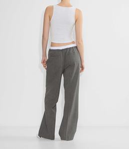 OEM Nouveau débardeur court de sport et de yoga pour femme, style décontracté et tendance, en coton côtelé, avec strass, coupe ajustée - Product Image 3