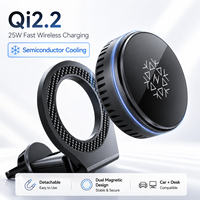 Chargeur magnétique sans fil Qi2.2 pour voiture, charge rapide 25W, refroidissement semi-conducteur TEC, support de téléphone RGB pour grille d'aération et tableau de bord