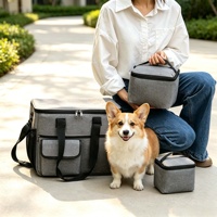 Sac de transport pour animaux de compagnie en tissu Oxford imperméable de qualité supérieure avec sac de rangement alimentaire scellé, récipient de nourriture réutilisable à fermeture éclair pour les sorties de chien