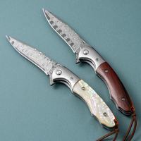 Couteau de chasse pliant en acier Damas à faire soi-même avec manche en bois, garantie de 3 ans pour le camping