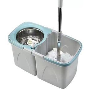 Poteau en acier Double seau pour Spin Mop Set Magic Cleaning Floor avec seaux séparés pour le nettoyage de l'eau propre et sale - Product Image 2
