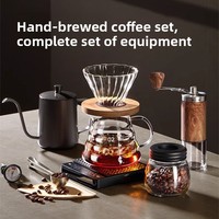 Ensemble de café pour infusion manuelle avec filtre, carafe de service, bouilloire, moulin à café manuel, outils à café modernes et minimalistes pour usage domestique, coffret cadeau pour fête