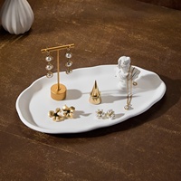 Plateau d'aromathérapie créatif en forme de fleur blanche pour bureau, décoration d'intérieur, rangement de bijoux, plat décoratif haut de gamme