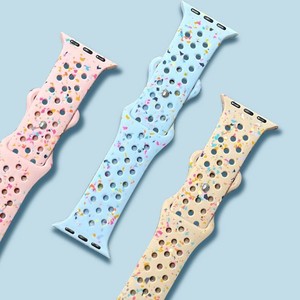 Bracelet pour iWatch avec design à trous, boucle <span class=keywords><strong>papillon</strong></span> en silicone coloré, sportif et respirant - Product Image 3