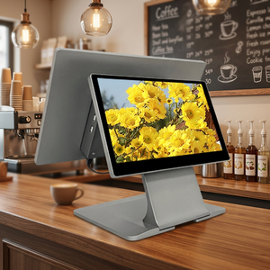 ระบบ POS หน้าจอสัมผัสแบบ Capacitive ขนาด 15.6 นิ้ว หน้าจอคู่ ตัวเครื่องบางเฉียบ พร้อมเคสแบบ All-in-One เครื่องบันทึกเงินสด ระบบปฏิบัติการ Windows I3/i5 Wi-Fi 6 - Product Image 1