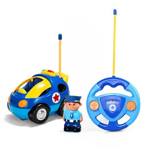 Paquete de 2 coches de Control remoto de dibujos animados coche de policía y coche de carreras juego de carreras de batalla juguetes de Radio Control para niños niñas juguete