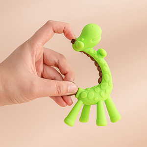 Jouets de dentition pour bébés en forme de girafe de dessin animé, jouets sensoriels pour enfants, anneaux de dentition en silicone pour apaiser les douleurs de la dentition - Product Image 4