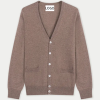 Vente en gros de cardigan en cachemire classique personnalisé, col en V, boutonné, pour hommes