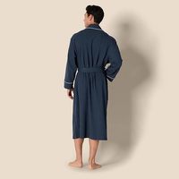 Peignoir Kimono Hôtelier Cinq Étoiles pour Femme et Homme, Romantique, Uni, 100% Coton Satiné Épais, ODM, Absorbant, Séchage Rapide, Doux, Luxe, Bleu