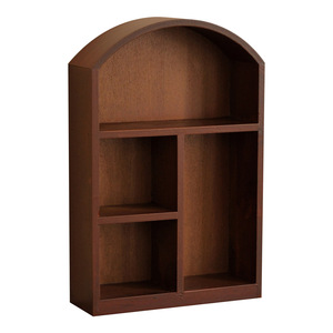 Armoire <span class=keywords><strong>murale</strong></span> cintrée marron foncé, meuble de rangement en bois avec portes vitrées et tiroir pour salon et entrée - Product Image 2