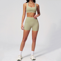 Ensemble de yoga personnalisé en tissu nylon, short de fitness moulant pour femme, short de yoga à séchage rapide pour le sport