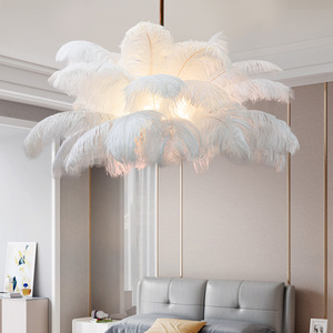 <span class=keywords><strong>Lampadario</strong></span> Nordico con Piume di Struzzo, Lampada a Sospensione per Soggiorno e Camera da Letto, Decorazione Domestica - Product Image 1