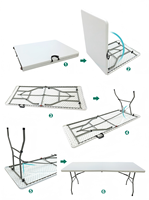Table pliante rectangulaire portable de 6 pieds pour le camping et les pique-niques, en plastique, pour l'extérieur