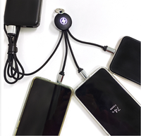 Kabel Pengisi Daya Ganda dengan Logo Lampu LED PD60W 22.5W 10W Pengisian Cepat untuk iPhone 17 18