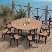 Table de salle à manger ronde d'extérieur en métal, résistante à l'eau et aux UV, ensemble de salon minimaliste pour patio, table de barbecue extérieure pour usage domestique