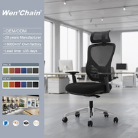 Fauteuil de bureau ergonomique moderne en tissu maillé, inclinable, avec appui-tête réglable, pivotant, certifié EN1335-2, garantie de 2 ans, pour le bureau à domicile