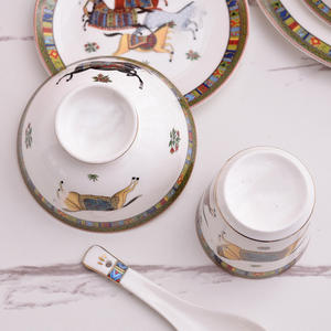 Service de table de luxe en porcelaine fine avec incrustations dorées, 10 pièces, coffret cadeau, décoration d'intérieur, directement de l'usine, écologique - Product Image 4