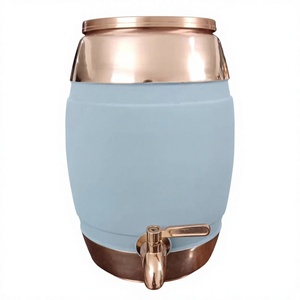 Handmade 5-Liter Ayurvedic Water Pitcher Pure Copper Matka Jug Lid Straw Double Wall <b>Cleaning</b> <b>Brush</b> <b>for</b> Home Hotel Use Direct - Product Image 1