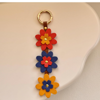 Breloques de fleurs colorées pour porte-clés, pendentif de décoration pour sac, breloques en cuir pour sac à main, bricolage