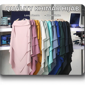 Hoge Kwaliteit Custom Vrouwen Khimar Hijab Handgemaakte Effen Chiffon <span class=keywords><strong>3</strong></span> Laag Abaya Lange Islam Moslim Hijab Voor De Zomer - Product Image 3