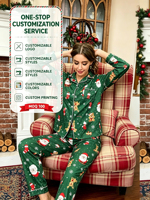 Pyjamas de Noël pour femmes, ensemble de vêtements de nuit et de détente à motif dessin animé, pour dropshipping