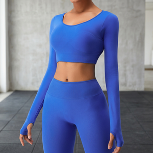 Custom Womens Crewneck Full Sleeve Sportswear T Shirt Soft Breathable <b>Slim</b> Fit Gym Yoga Fitness Workout Activewear Washed Front - Product Image 4