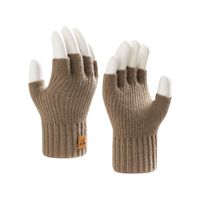 Gants d'hiver personnalisés sans doigts en laine d'alpaga, tricotés côtelés avec revers élastique, chauds, unisexes, pour la conduite, le clavier et les activités de plein air