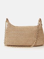 Sac à bandoulière en paille élégant pour femme avec fermeture éclair, de haute qualité, solide et durable, pour le travail quotidien, en crochet, capacité 2-2,9 L