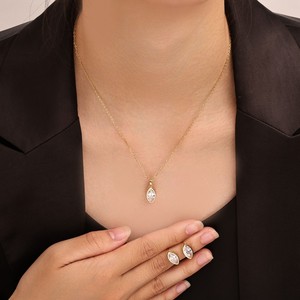 Ensemble de boucles d'oreilles et collier en cuivre nacré brillant, motif œil porte-bonheur, bijoux de luxe pour femmes, ensembles de bijoux de mode pour soirée - Product Image 2